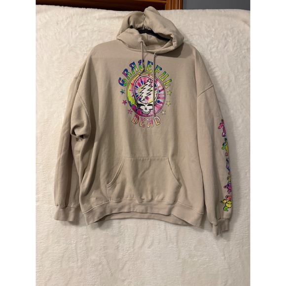 Grateful Dead Other - Grateful Dead Steal Your Face Dancing Bears Hoodie Tan 2XL Tie Dye Graphic